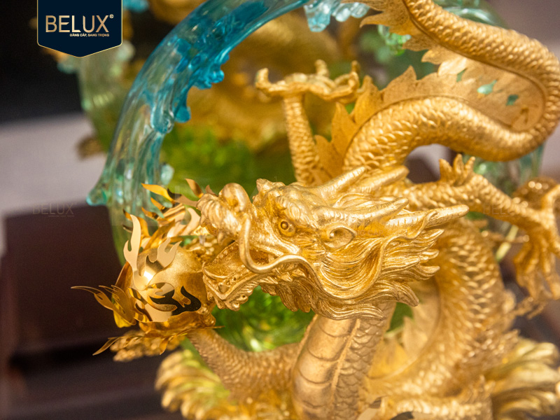 Tượng Rồng Vòng Ngọc dát vàng 24k&nbsp;29x17x34cm